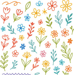 A vibrant seamless floral pattern with stylized flowers and leaves for a cheerful summer or spring design and decoration