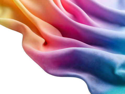 Colorful fabric with a smooth texture isolated on transparent background.