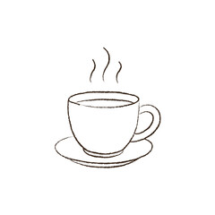line vector illustration of a cup of coffee. hand drawn autumn tea cup. cozy hot drink.
