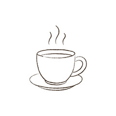 line vector illustration of a cup of coffee. hand drawn autumn tea cup. cozy hot drink.