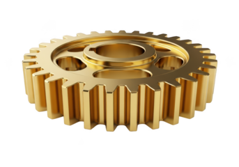 Golden gear isolated on transparent background