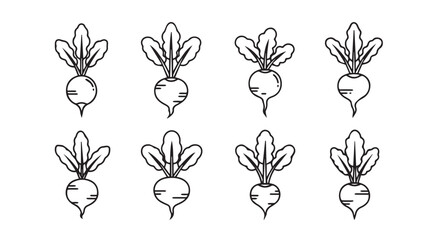Set of hand drawn beets with green tops isolated on garden vegetables fresh produce vector