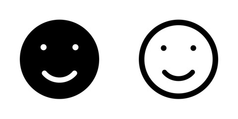 Smiley Face Icons. Solid and Outline Happy Emoji Symbols for Positive Design