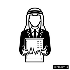 Arab businessman holding a chart with financial data business concept.