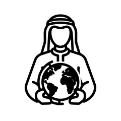 Arab man holding the world global concept international relations world peace 1.