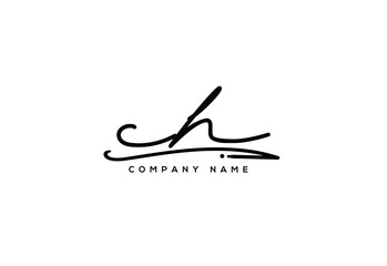 CH  Luxury Elegant Signature Style Cursive Script Logo Design for Branding and Identity.