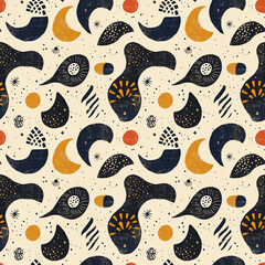 Celestial Harmony: A captivating seamless pattern showcasing an intricate arrangement of celestial bodies.