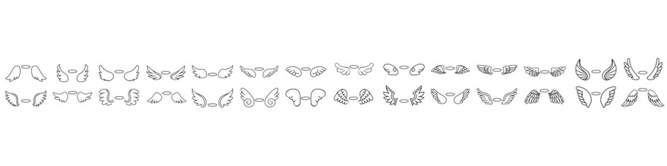 Halo with wings icon vector set. Angel wings illustration sign collection. Deceased symbol or logo. Halo mark.