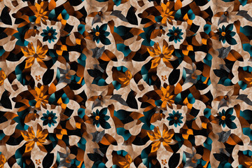Floral Symphony: A captivating tapestry of floral and abstract patterns, celebrating the delicate beauty of nature through intricate designs and a vibrant palette.