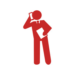Businessman talking on phone with document icon / 書類を持って電話をするビジネスマンのアイコン