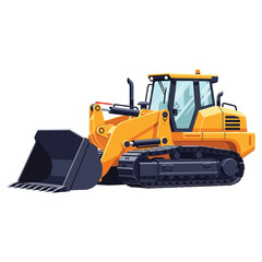 Fototapeta premium Detailed Flat Style Bulldozer Isolated on Black Background Illustration