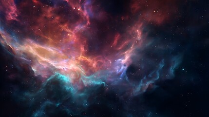 Obraz premium Colorful nebula with stars in deep space, cosmic cloud background concept