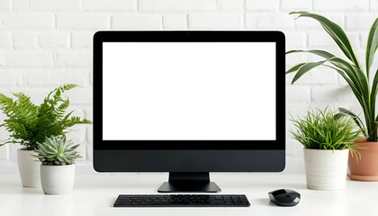 Fototapeta premium computer monitor with white screen