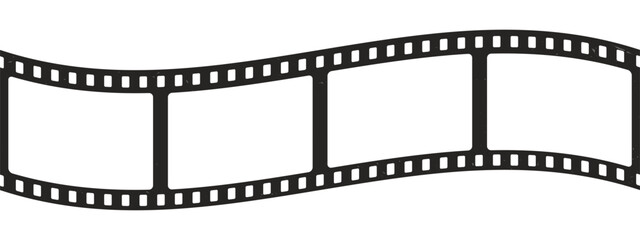 Vintage film strip frame with grunge texture. Classic retro movie reel border and empty photo tape templates.