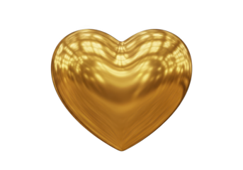 Golden heart isolated on transparent background