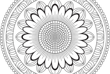 Circular Mandala Sunflower – Simple and Elegant Line Art