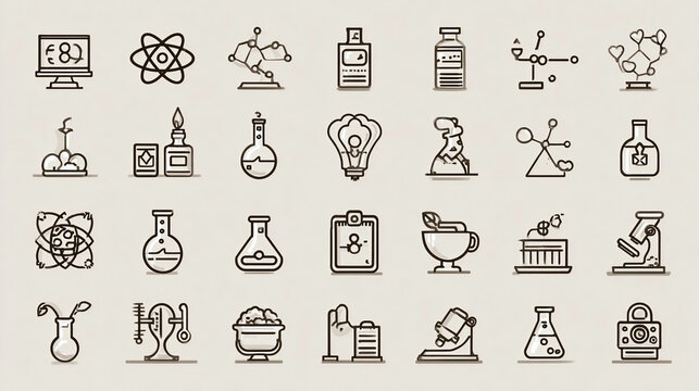 Science, scientific activity elements - minimal thin line web icon set. Outline icons collection.