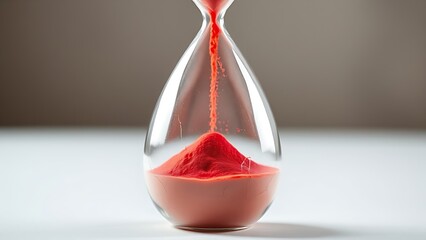 A cracked hourglass with red sand, symbolizing urgent health warnings in midlife.