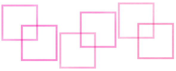 ピンク色の水彩で描かれた正方形のかわいい囲みの装飾