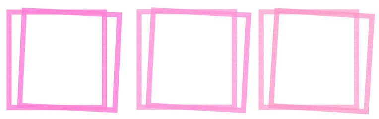 ピンク色の水彩で描かれた四角形のかわいい囲みの装飾