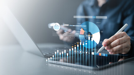 ecommerce, orders, admin, table, status, fulfill, Hand using digital tablet with ecommerce...