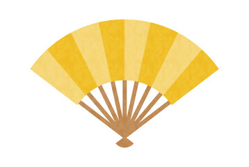 金色の扇子のシンプルなベクターイラスト　水彩　手描き
