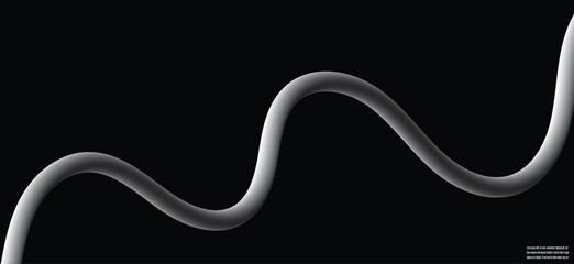 Abstract Silver Fluid Wave on Black Background | Modern Futuristic Design Element for Technology and Creative Projects