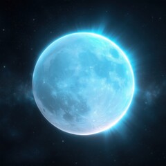 Fototapeta premium Glowing Blue Full Moon in Deep Space