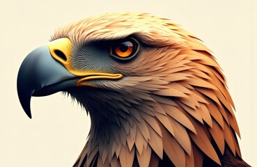 Naklejka premium Close-up of a detailed eagle head with sharp beak and intense eye expression