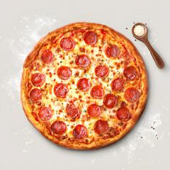 blank mockup of a pizza template with pepperoni and cheese graphics