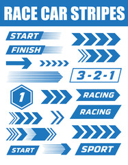 Racing Cars and Stripes Set: Checkered Flags, Finish Lines & Motocross Decals Vector Collection