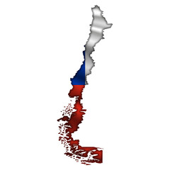 Flag Chile in the form of a map