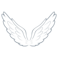 Obraz premium Clean cartoon vector illustration of white angel wings icon representing freedom, spirituality, and purity. Clip art for religion or tattoo designs
