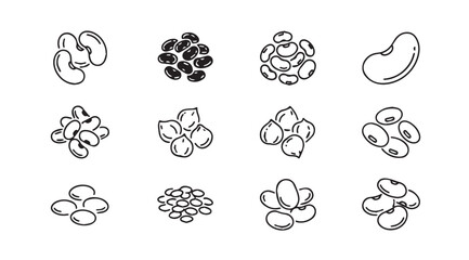 Collection of hand-drawn edible seeds and nuts variety in sketch style for healthy food concepts vector