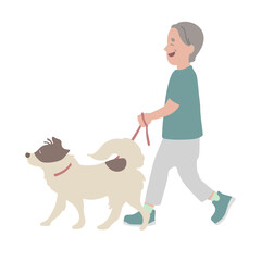 犬の散歩　男性　楽しい表情