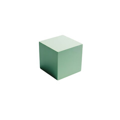 Three dimensional green cube isolated on transparent background
