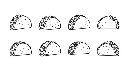 Hand drawn tacos collection set mexican food fast food cuisine delicious ingredients sketch style vector © arif