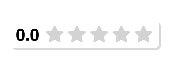 Rating bar with numeric label 0.0 in flat white rectangular style, zero star review feedback score representing complete dissatisfaction or no rating, PNG with transparent background