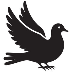 Black silhouette of a dove in flight silhouette