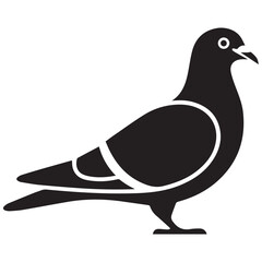 Black silhouette of a pigeon bird silhouette