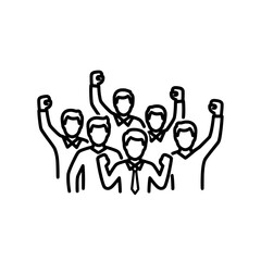 Group of people with raised fists demonstrating solidarity and unity in protest.