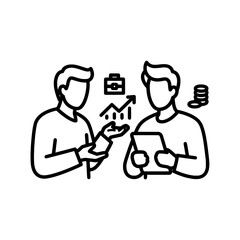 Business meeting discussing financial growth and investment strategies.