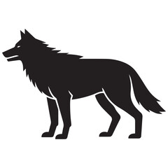 Standing wolf silhouette with detailed fur texture