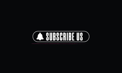 Subscribe Us Text with Bell Icon on Black Background | Call to Action Button for Social Media and Video Marketing