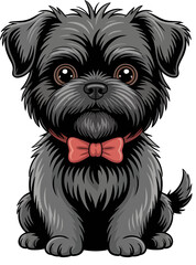 Affenpinscher dog cut sticker. White background.