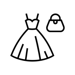 Vector art of simple line drawing of a dress and handbag