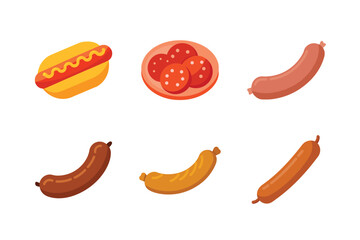 Delicious assortment of sausages and hot dogs food illustration