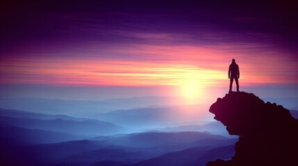 A person gazing into the horizon, feeling hopeful about the future, with a serene landscape and a sense of optimism, representing the emotion of hope