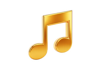 Golden eighth music note isolated on transparent background