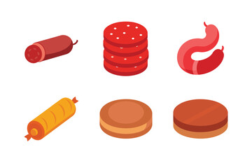 Assortment of delicious sliced and whole sausages and cured meats